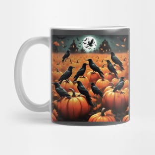 Halloween Ravens In A Haunted Pumpkin Patch Mug